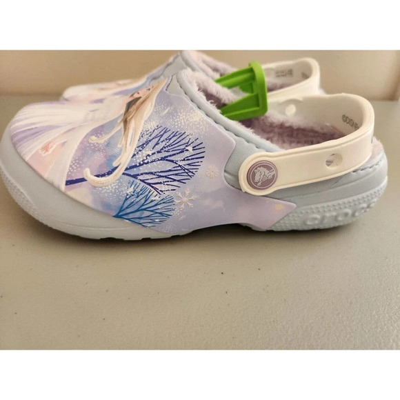 NEW Crocs Disney Slippers Frozen Lined Clogs Elsa Shoes for Girls/Boys Size J2 - Picture 4 of 11